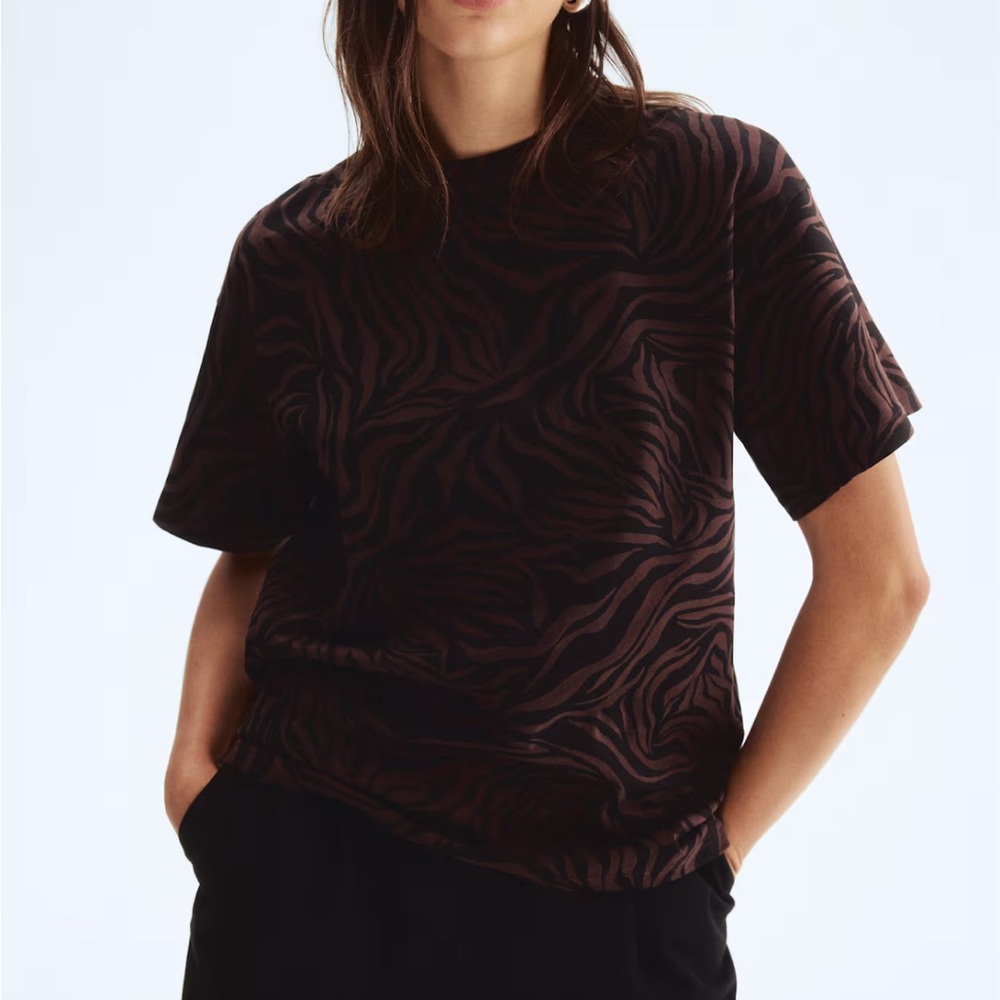 H&M Black and Brown Zebra Print Tee